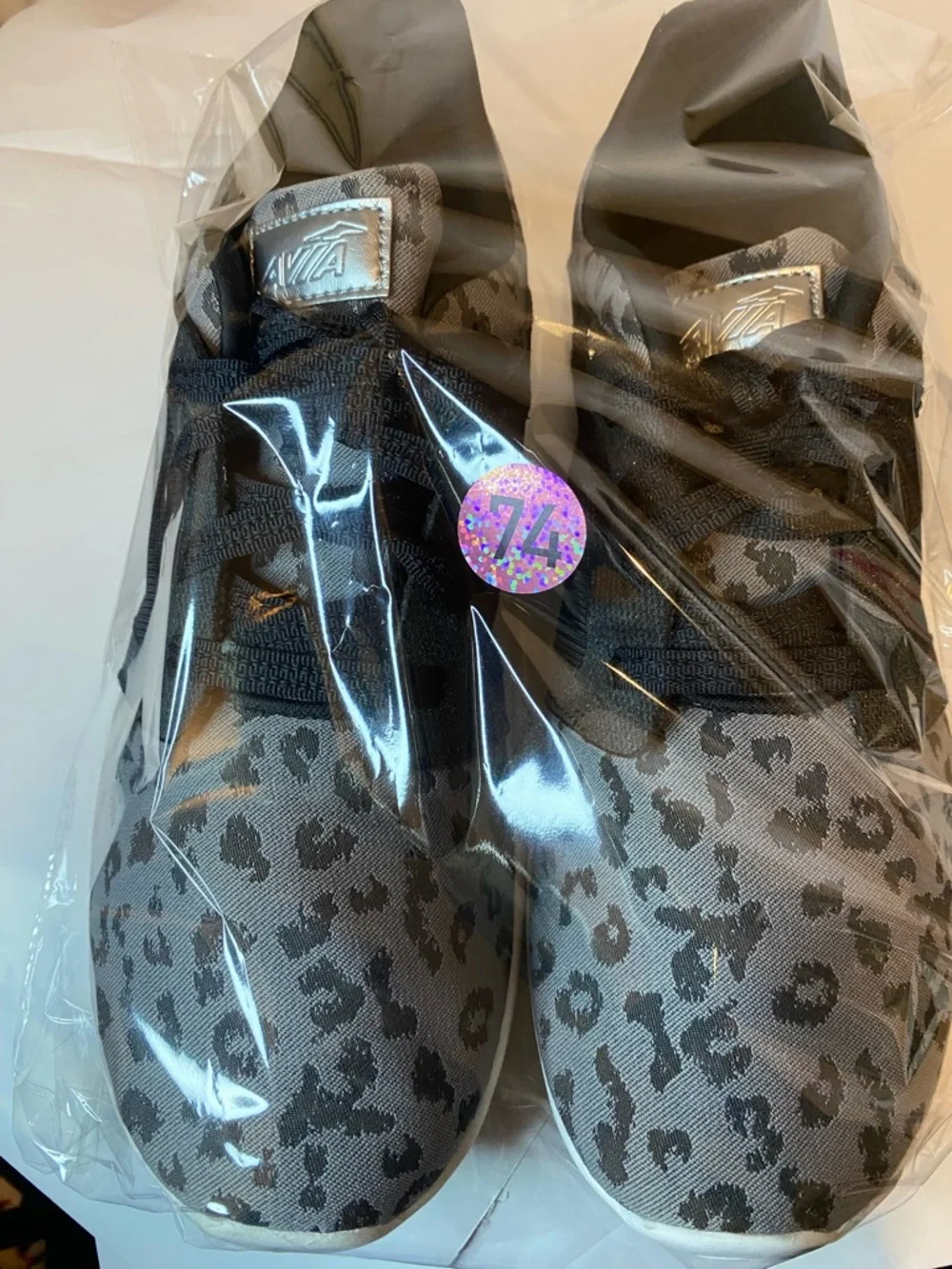 Women’s Avia Gray and Black Leopard Print Sneakers Size 10